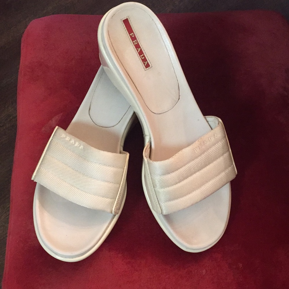 Authentic Prada White slides size 38/8